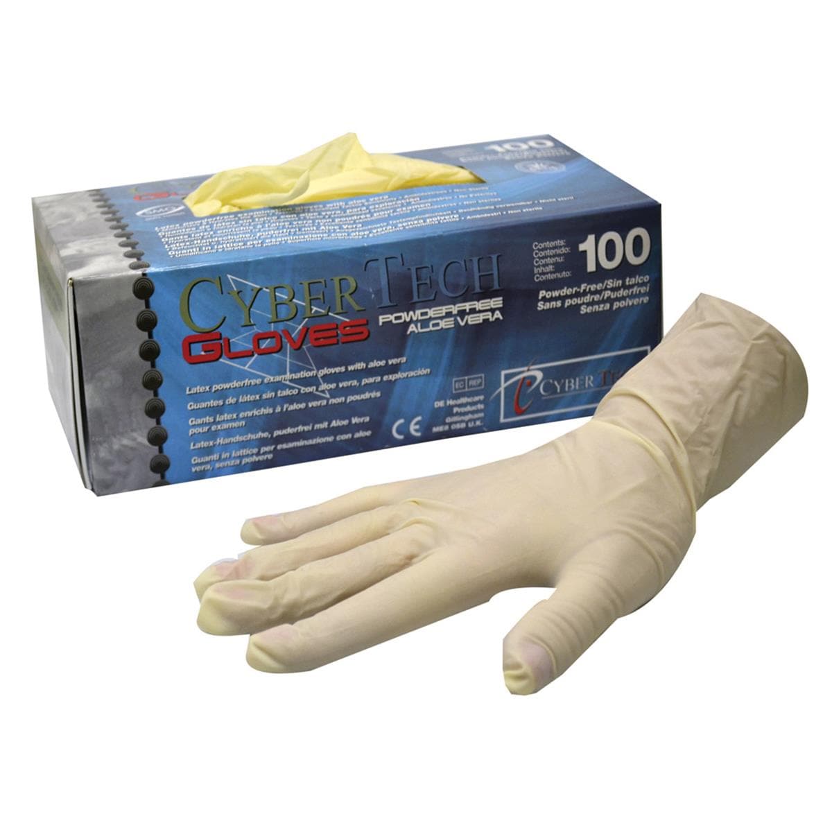 Cyber Gloves Latex Powder-Free Aloe Large 100pk