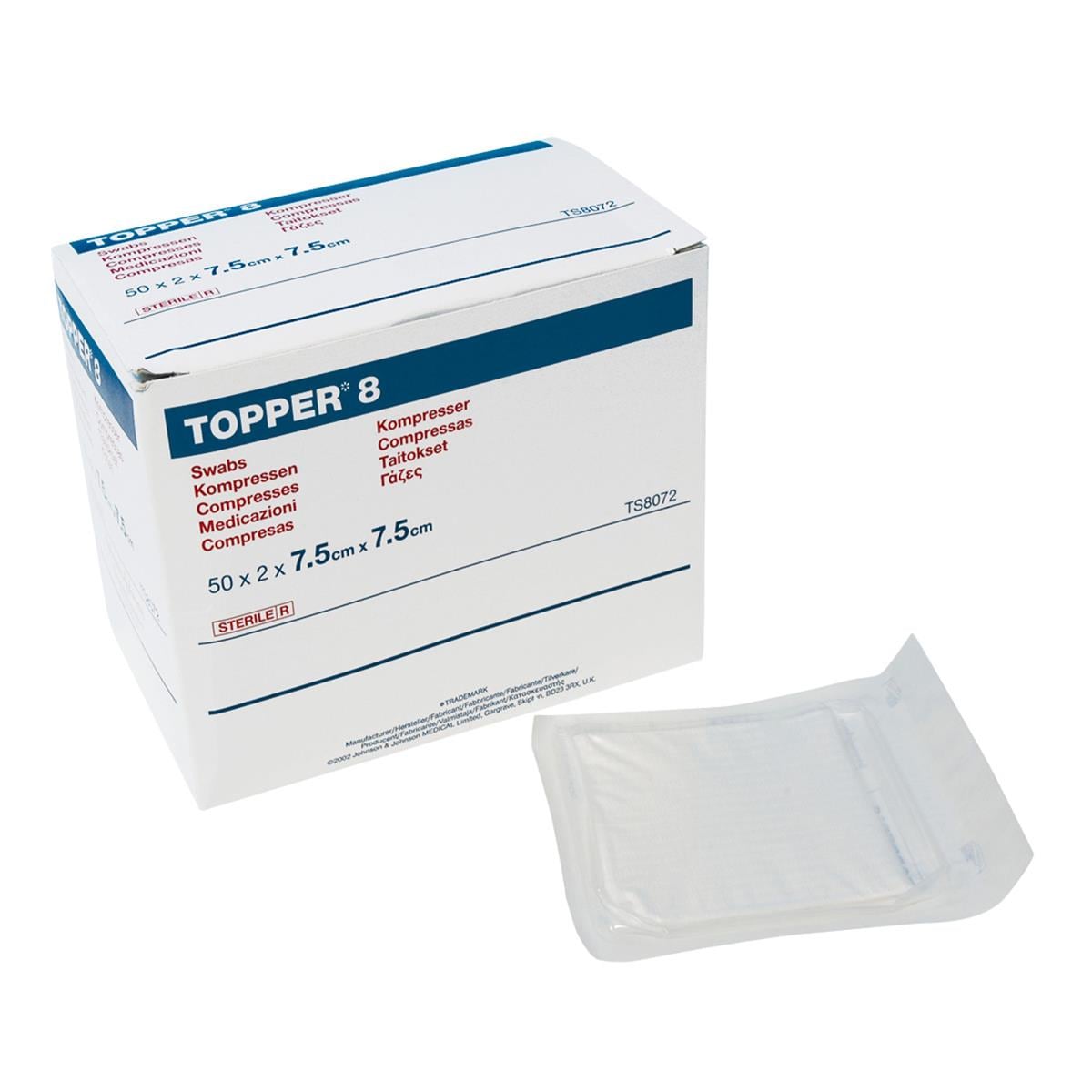 Topper 8 Swabs Sterile 7.5 x 7.5cm 4-ply 100pk