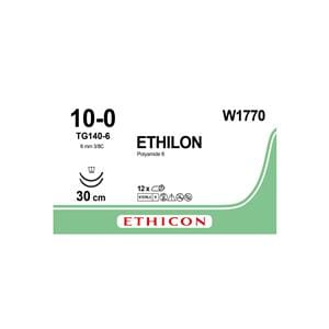 Ethilon Sutures Black Uncoated 30cm 10-0 3/8 Circle Micro-Point ASM 6.5mm W1770 12pk