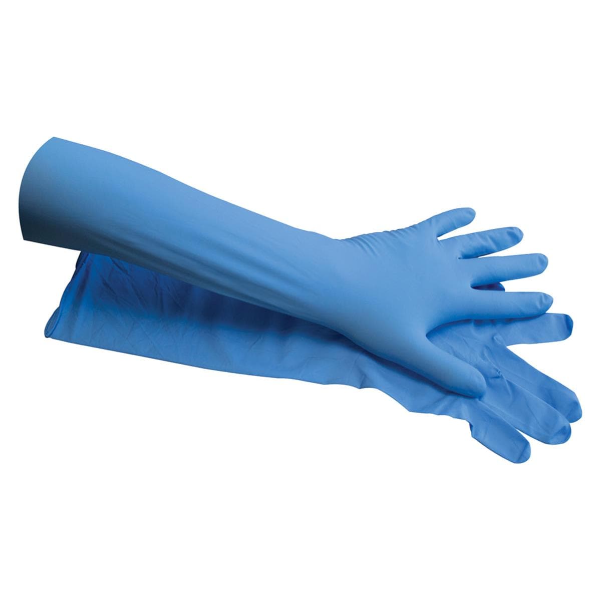 HS Gloves Nitrile Powder-Free 16in Long Extra Protection Blue Small 50pk