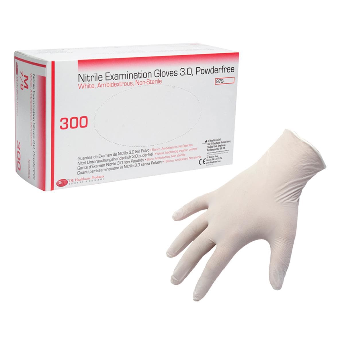 DEHP Gloves Nitrile Exam Powder-Free White Medium 300pk