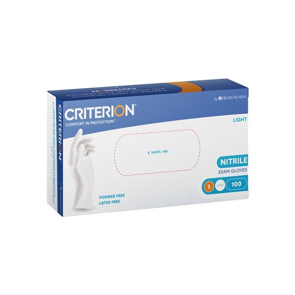 Criterion Gloves Nitrile Powder-Free Text White Small 100pk