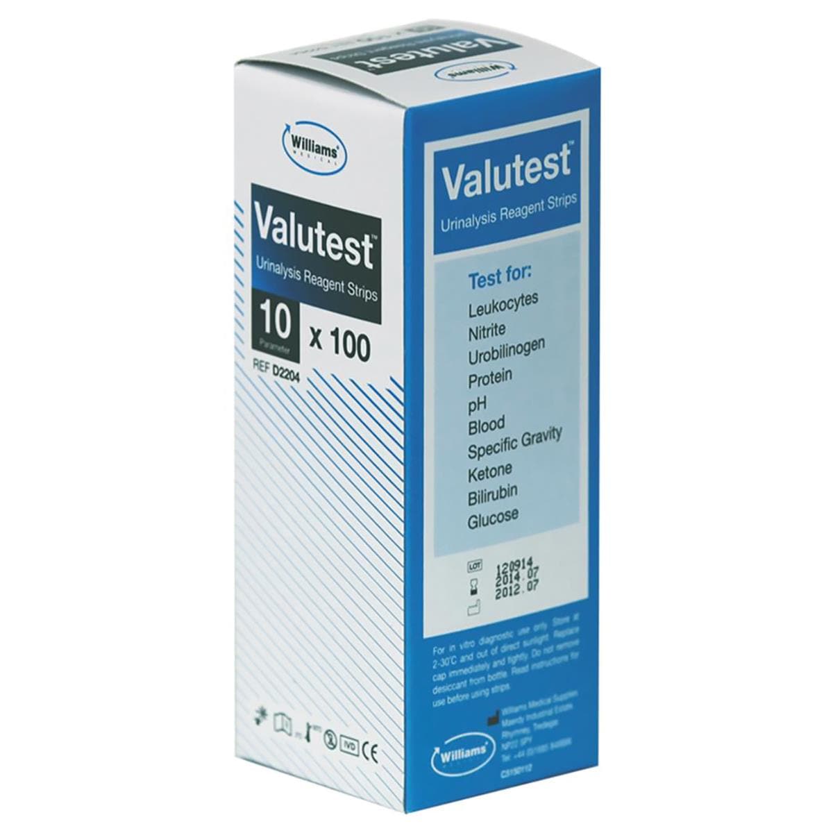 Valutest 10 Parameter Reagent Strips 100pk