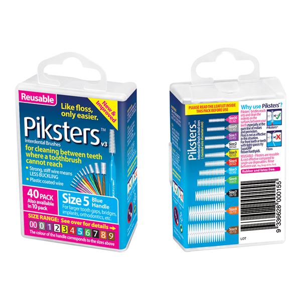 Piksters Interdental Brush Blue Size 5 Bulk 40pk