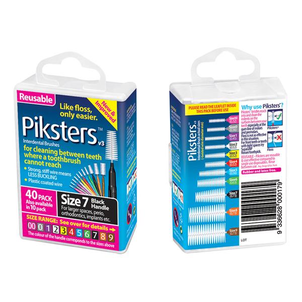 Piksters Interdental Brush Black Size 7 Bulk 40pk