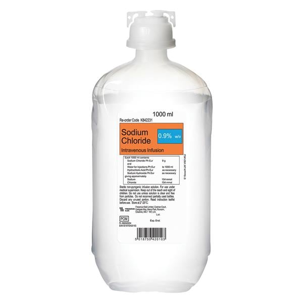 Sodium Chloride Saline 0.9% IV Infusion Kabipac 1L