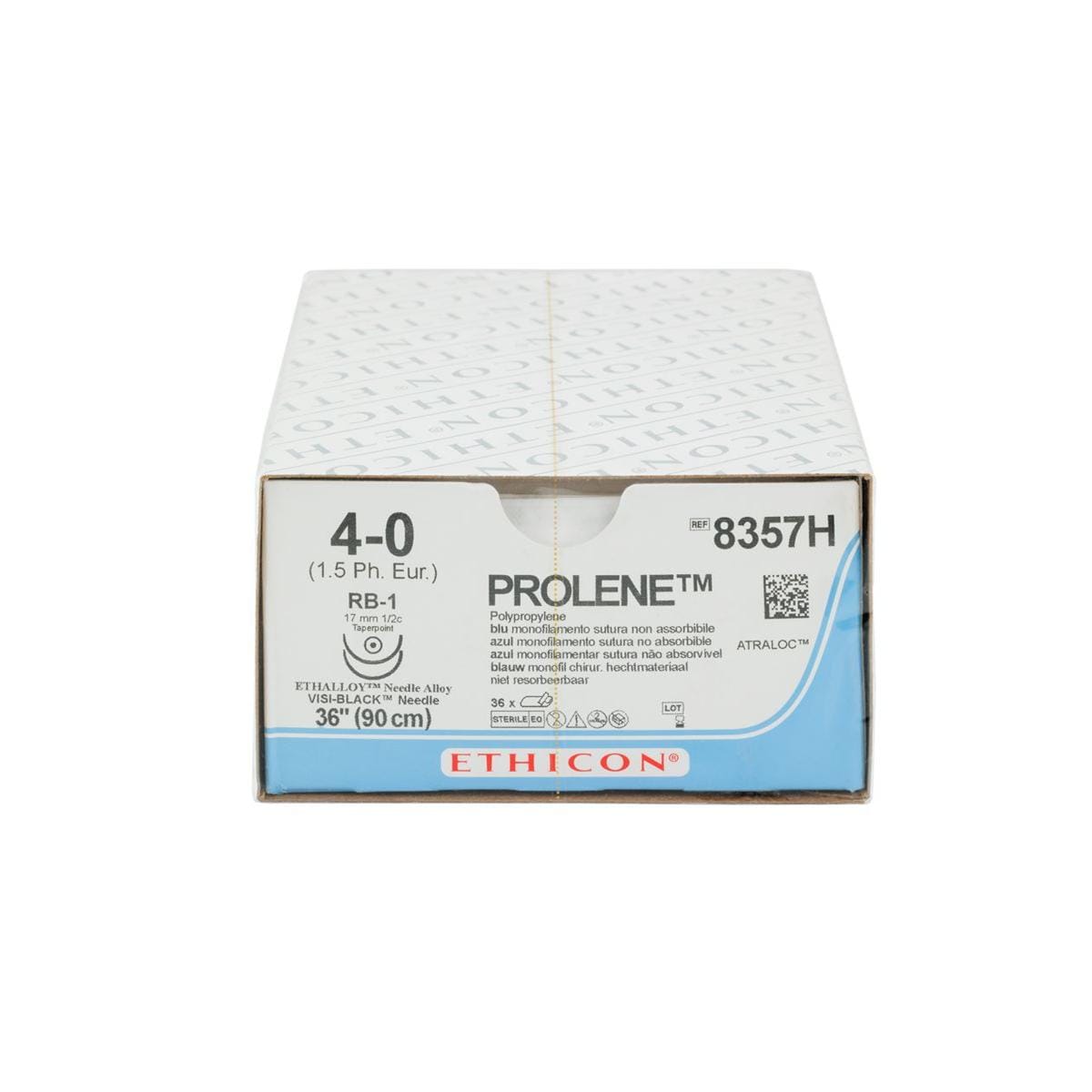 Prolene Sutures Blue Uncoated 45cm 4-0 1/2 Circle Taper Point RB-1 17mm 8357H 36pk