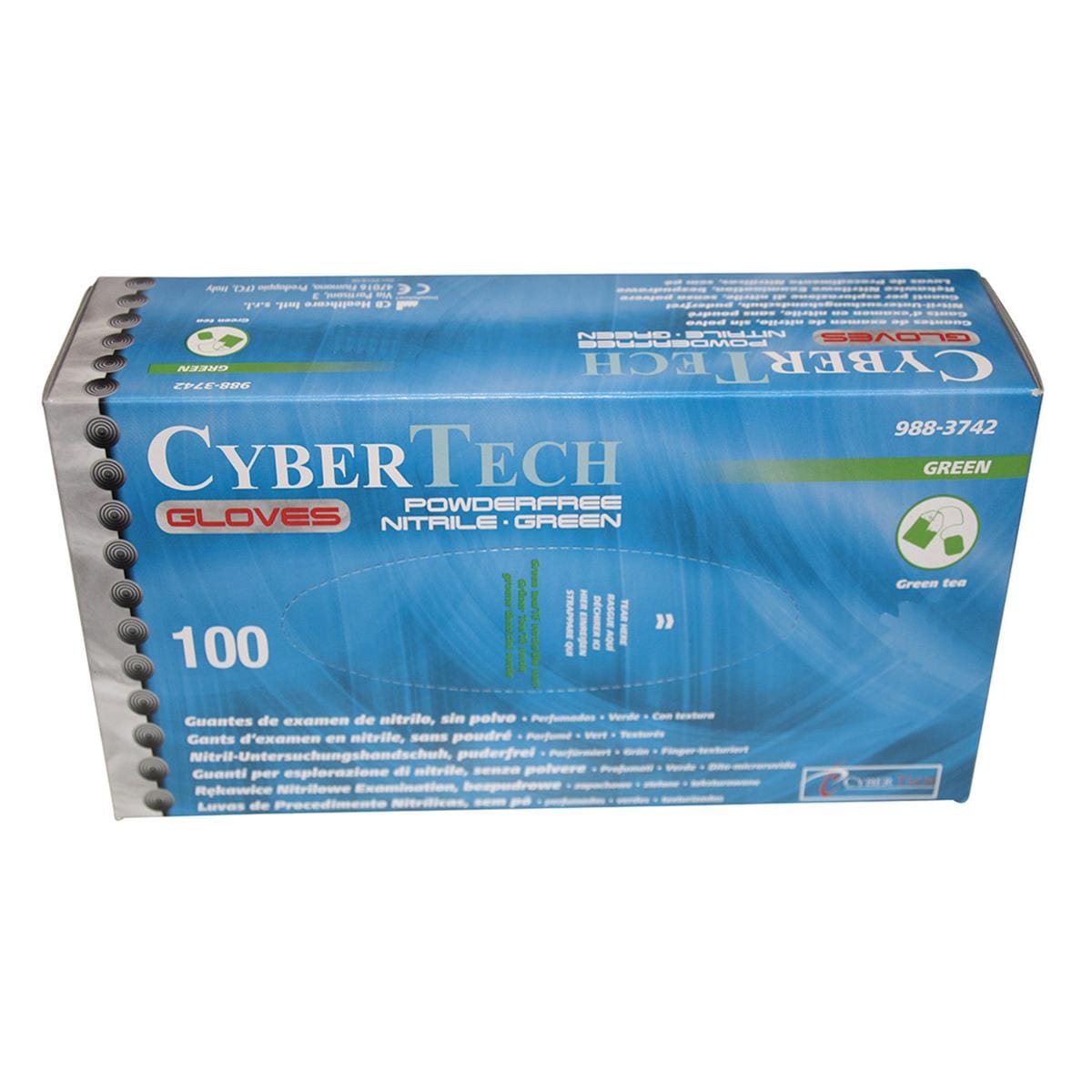 Cyber Gloves Nitrile Powder-Free Text Green Tea L 100pk