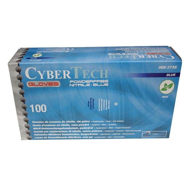 Cyber Gloves Blue Nitrile Powder-Free X-Small 100pk