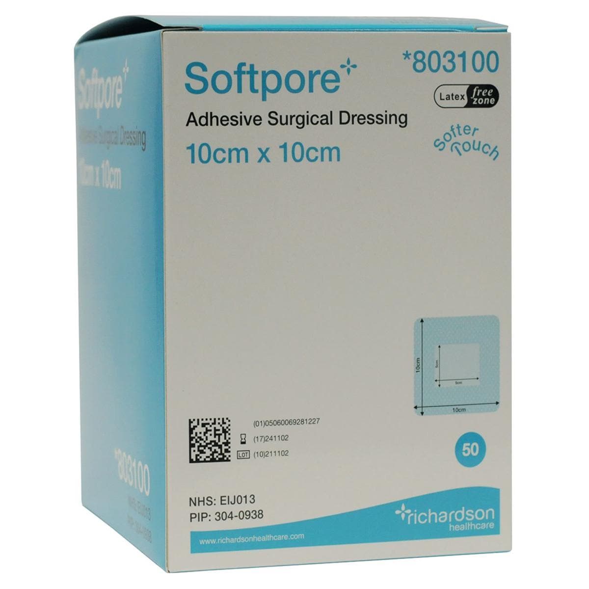 Softpore Dressing 10 x 10cm 50pk