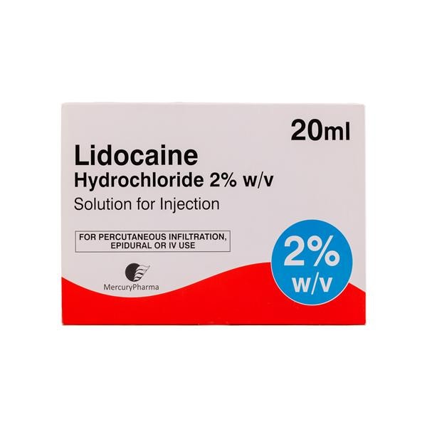 Lidocaine Hydrochloride 2% Inj Amp 400mg/20ml 10pk