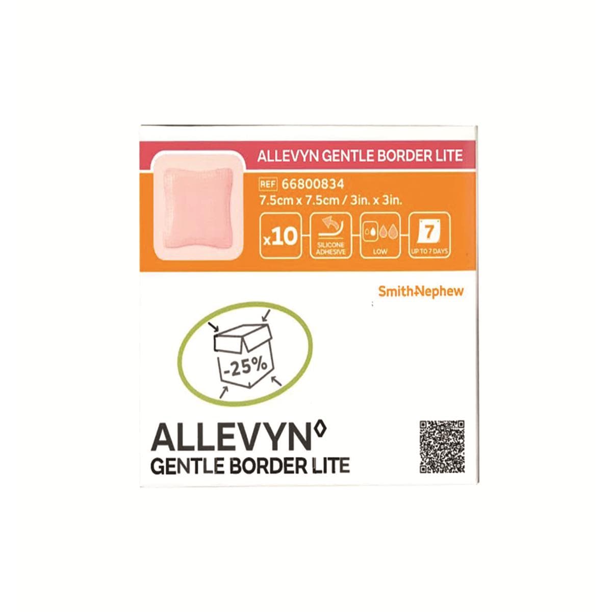 Allevyn Gentle Border Lite Dressing 7.5 x 7.5cm 10pk